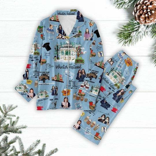 Stars Hollow Christmas Pajamas Set, Gilmore Girls Shirt, Lukes Diner Shirt, Vintage TV Series Merch, Lukes Coffee Pajamas, Xmas Gift