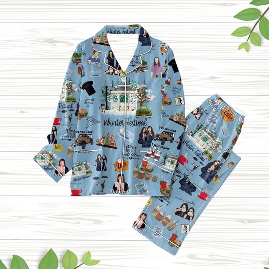 Stars Hollow Christmas Pajamas, Gilmore Girls Movie Pajamas Set, Lukes Dinner Xmas Pajamas, Lukes Coffee Pajamas, Christmas Gift