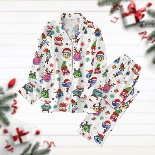 Christmas Inside Out Pajamas, Joy Sadness Anger Fear Xmas Pajamas Pants, Disney Pixar Holiday Pajamas, Emotion Long Sleeve Pyjamas