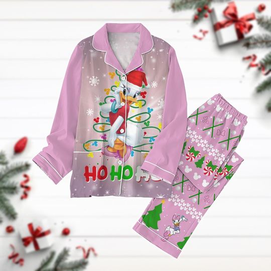 Daisy Duck Christmas Pajamas, Disney Xmas Shirt, Disneyland Family Trip, Womens Pajamas, Long Sleeve Pyjamas, Christmas Tree Shirt