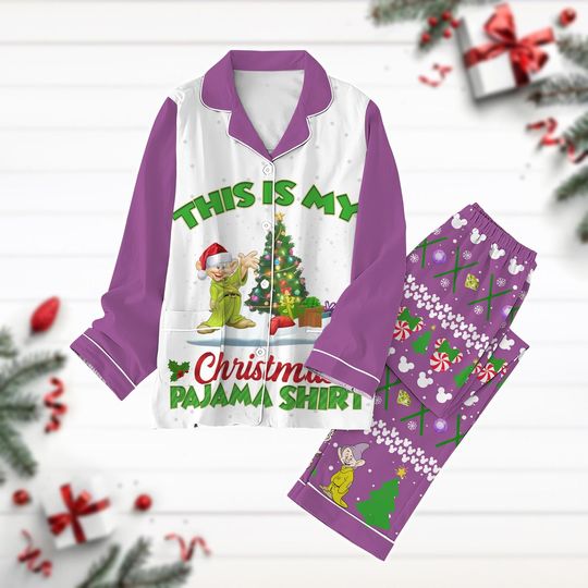 Christmas Dopey Dwarfs Pajamas Set, Snow White And Seven Dwarfs Holiday Pjs, Christmas Tree Shirt, Cartoon Movie Xmas Pjs, Family Trip