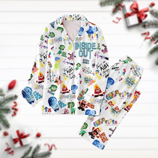 Inside Out 2 Pajamas Set, Disney Pixar Movie Holiday Pajamas, Joy Sadness Anger Fear Christmas Pajamas, Emotion Pyjamas, Pj Set Pants
