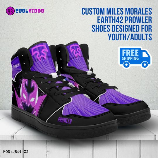 Custom Miles Morales Spider Verse Earth 42 Prowler Basketball Shoes | Winter Shoes | Gift For Men/Women, Casual Sneakers, Street Footwear