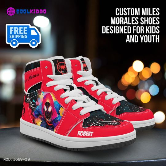 Personalized Miles Morales Spider Verse Character Basketball Shoes | Winter Shoes | Gift For Men/Women, Casual Sneakers, Street Footwear