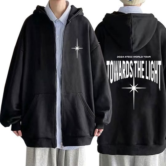 Korean Kpop ATEEZ 2024 World Tour Zipper Hoodie | Casual Shirt | Unisex Winter Shirt