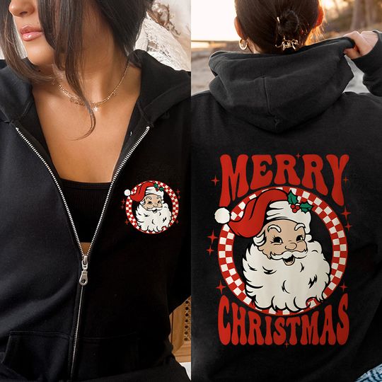 Merry Christmas Santa Zipper Hoodie | Casual Shirt | Unisex Winter Shirt