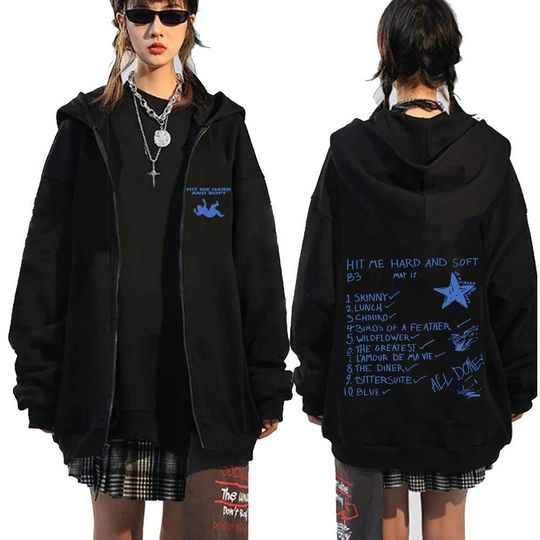 Billie Eilish Hit Me Hard and Soft 2024 Tour Zipper Hoodie | Casual Shirt | Unisex Winter Shirt