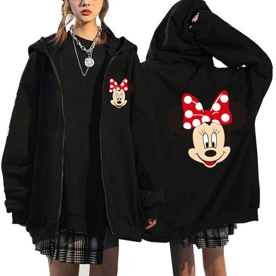 Y2k 90s Minnie Zip Up Hoodie, Spring Autumn Fashion, Unisex Hoodie, Casual Jacket