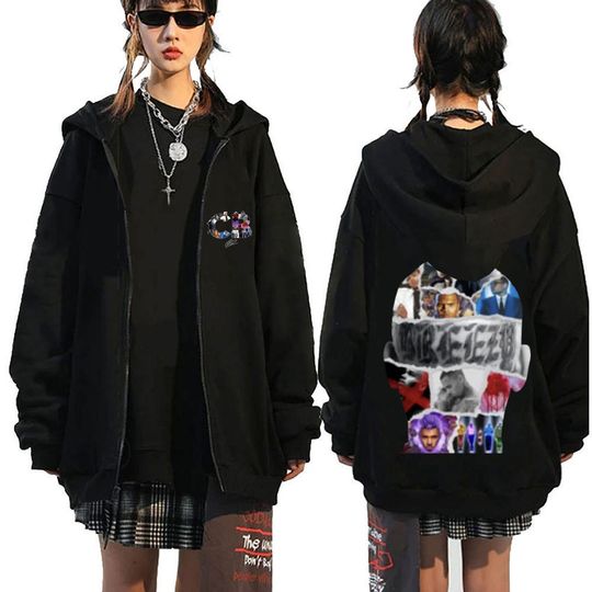 Rapper Chris Brown Breezy Album Cover Graphic Zipper Hoodie Man Fashion Zip Up Jacket M