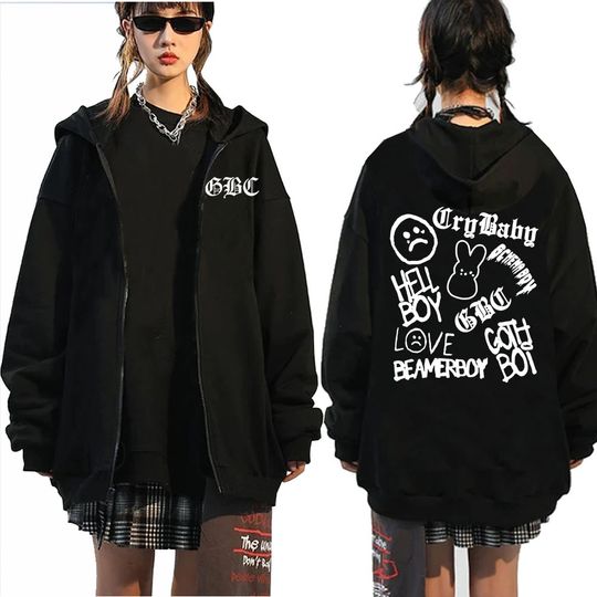 GBC Zipper Coat Lil Peep Crybaby Album Zipper Coat Lil Peep Merch Fan Gift O-Neck Zipper Coat Hoodie Unisex Top