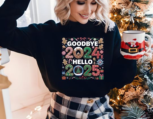 2025 New Year's Eve Unisex Sweatshirt, Good Bye 2024 Hello 2025 Crewneck Jumper, Holiday Gift for Him or Her, New Year's Celebration