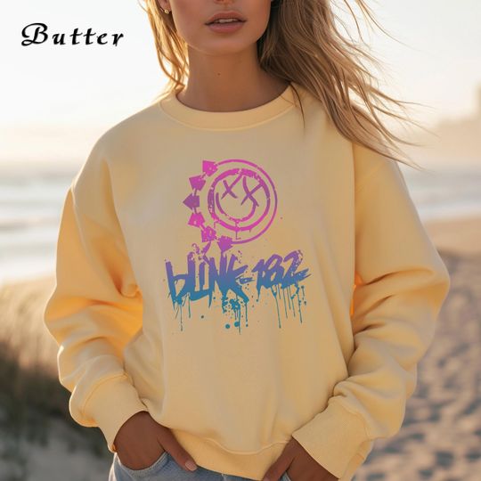 B182 With Smile Sweatshirt, Smile Face Sweat, B182 Rock Sweat, B182 The World Tour, Arrow Smiley Sweat, Comfort Color Sweat