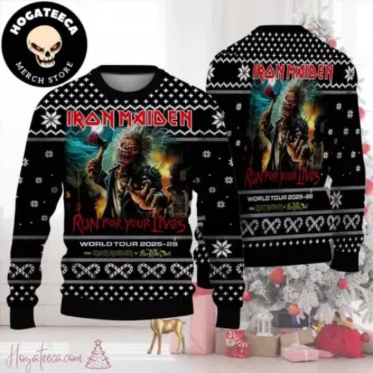 Iron Maiden Run For Your Lives World Tour 2025-2026 OG Chirstmas Ugly Sweater