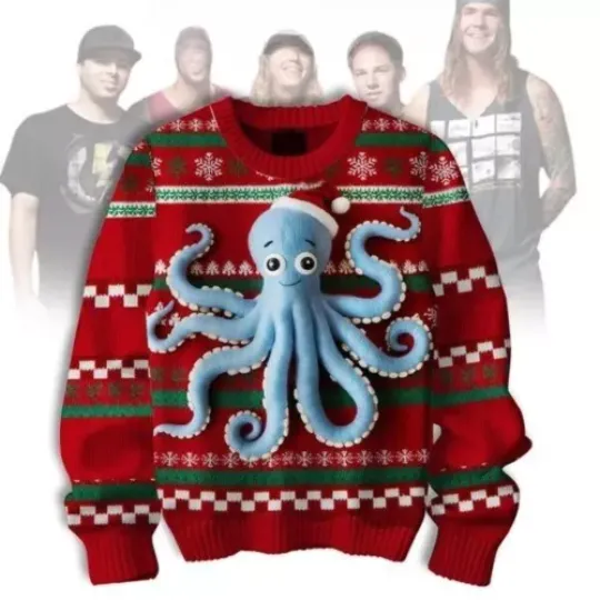Dirty Heads Playing With Octopus Christmas Ugly Sweater