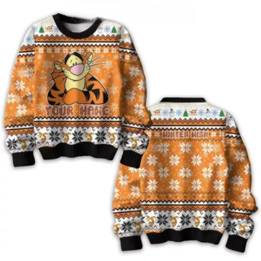 Winnie The Pooh Tigger Winter Wish Personalized Ugly Sweater