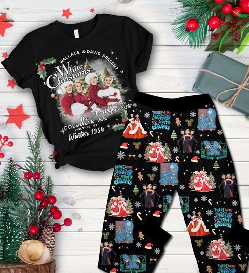 White Christmas Pajamas, White Christmas Movie Christmas, 90s Movie Xmas Pajamas, Bob Wallace Pajamas, Rosemary Cloone Xmas Pajamas