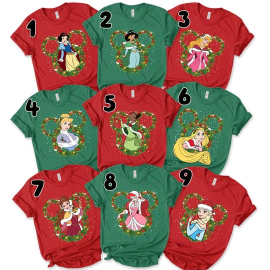 Disney Princess Christmas Shirt, Princess Christmas Shirt, Xmas Princess Shirt, Magic Kingdom Christmas Shirts, Disney Christmas