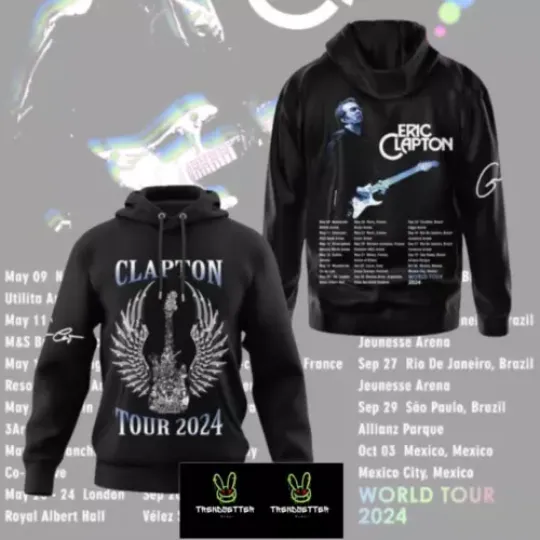 3d hoodie US size  Eric Clapton Tour 2024 hoodie
