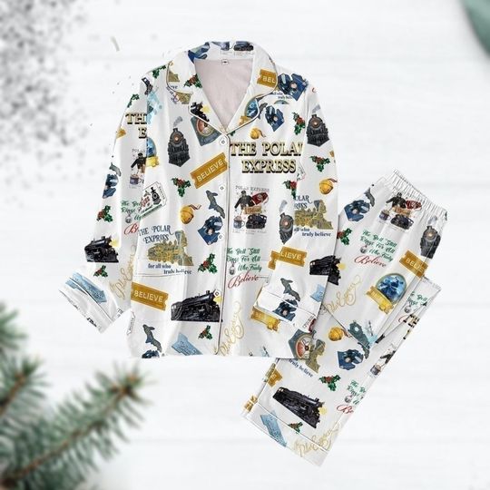The Polar Express Pajamas, North Pole Express Xmas Pajamas, Christmas Train Pajamas, Polar Express Ticket Shirt, Xmas Family Trip Tee