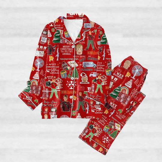 Home Alone Christmas Pajamas, Merry Christmas Ya Filthy Animal Pajamas Set, Christmas Movie Holiday Pajamas, Xmas Party Gift