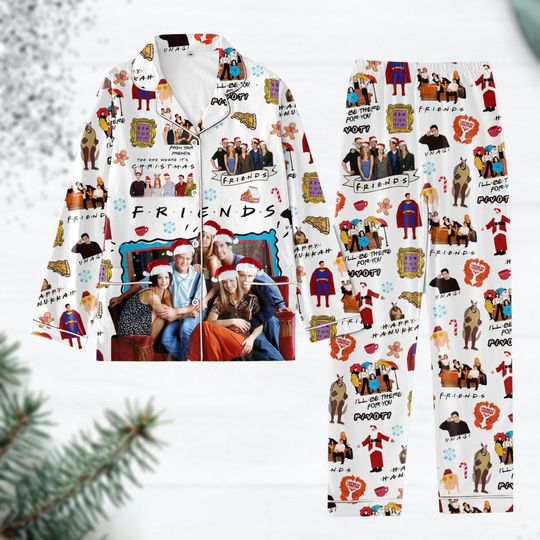 1 Friends Tv Series Christmas Pajamas, Friends Holiday Pajamas, Smelly Cat Funny Pajamas, Chandler Pajamas, Christmas Gift