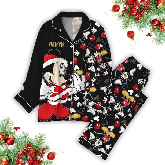 Custom Minnie Christmas Pajamas Set, Disney Mickey Holiday Shirt, Cartoon Women Pajamas, Cute Long Sleeve Pajamas, Magic Kingdom Gift