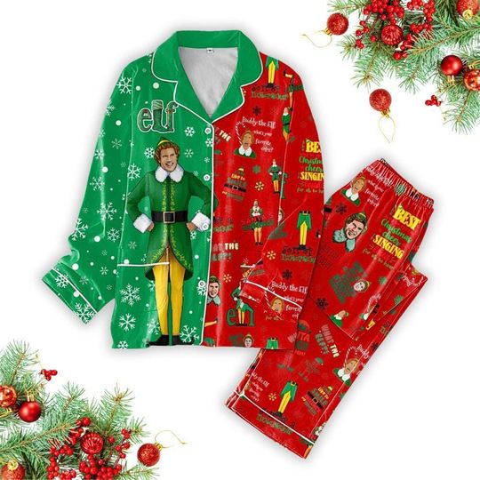 Christmas Buddy The ELF Pajamas Set, Funny Christmas Movie Shirt, Elf Matching Shirt, Holiday Women Pajamas, Christmas Costume Gift