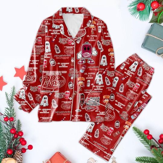 Dr. Pepper Inside Out Anxiety Christmas Pajamas Set, Disney Holiday Shirt, Drink Long Sleeve Pajamas, Soda Lovers Shirt, Holiday Gift