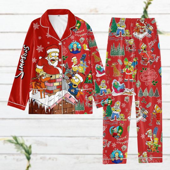 Christmas The Simpsons Pajamas Set, Homer Simpson Pajamas Family, Cartoon Movie Matching Pajamas Set, Christmas Pj Set, Gift For Fan