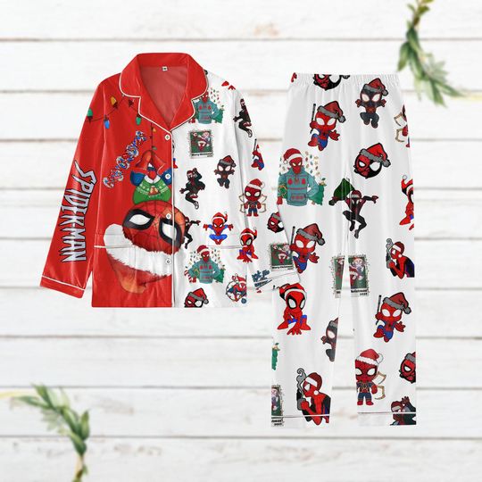 Christmas Spider Man Holiday Pajamas, Marvel Avengers Pajamas For Party, Mcu Disneyland Shirt, Superhero Pajamas Set, Disney Xmas Gift