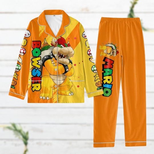 Christmas Mario Bowser Pajamas Set, Bowser Costume Shirt, Super Mario Bros Pajamas Family, Cute Mario Holiday Pjs, Video Game Fan Gift