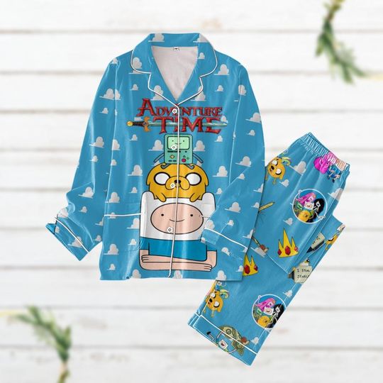 Christmas Adventure Time Pajamas Set, Adventure Time Finn And Jake Shirt, Cute Cartoon Movie Holiday Pajamas, Gift For Friends