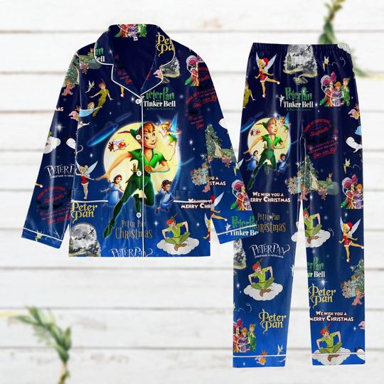 Christmas Peter Pan Pajamas Set, Tinker Bell Captain Hook Shirt, Disney Darling Flight Holiday Pajamas, Magic Kingdom Vacation Gift