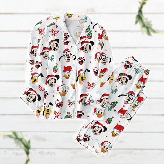 Christmas Mickey And Friends Holiday Pajamas, Disney Family Holiday Pajamas, Donald, Daisy, Pluto Pjs, Magic Kingdom Shirt, Xmas Gift