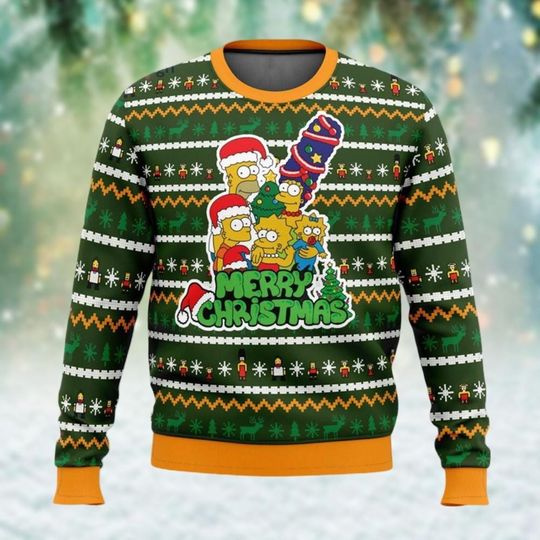 The Simpsons Ugly Christmas Sweater, Santa Simpsons Family Xmas Sweater, Homer Simpsons Ugly Sweater, Christmas Sweatshirt