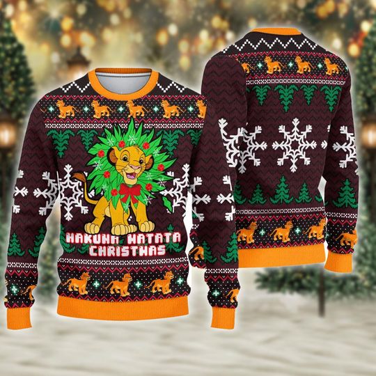 Hakuna Matata Xmas Sweatshirt, The Lion King Ugly Christmas Sweater, Lion Movie Xmas Sweatshirt, Christmas Gift For Men Women Kid
