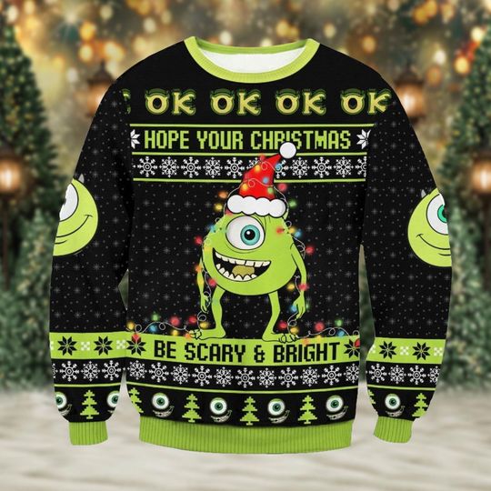 Monsters Inc. Mike Wazowski Ugly Christmas Sweater, Mike Wazowski Boo Sully Xmas Sweatshirt, Christmas Gift For Men Women Kid, Xmas Sweater