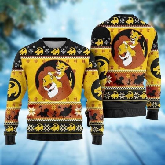 The Lion King Ugly Christmas Sweater, Disney Simba Funny Xmas Sweater, Lion Movie Christmas Sweatshirt, Animal Kingdom Holiday Shirt