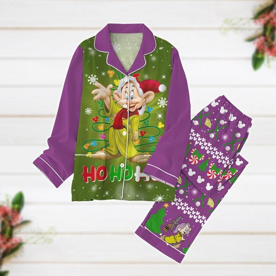 Christmas Pajamas, Dopey Pajamas Set, 7 Dwarfs Snow White Shirt, Disney Santa Women Pajamas, Magic KingDom Shirt