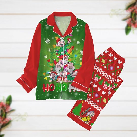 Christmas Pajamas, Seven Dwarfs Pajamas Set, Disney Snow White Pajamas,  Christmas Tree Lights Xmas Pajamas, Magic Kingdom Shirt