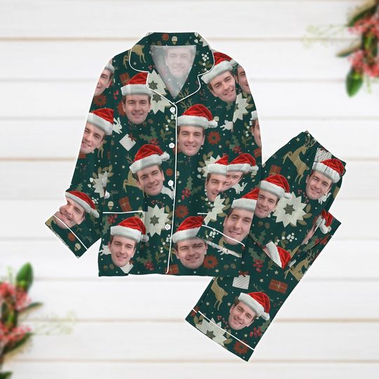Custom Face Christmas Pajamas, Personalized Photo Pajamas Set, Funny Christmas Holiday Pajamas, Family Pajamas, Xmas Party Gift