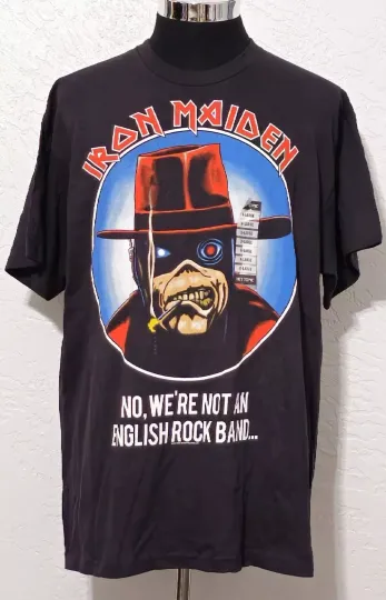Vintage Iron Maiden Shirt NOT AN ENGLISH ROCK BAND XL 2013 Double Sided Rare NEW