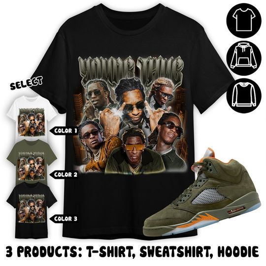 Jordan 5 Olive Unisex Shirt, Young Head Retro