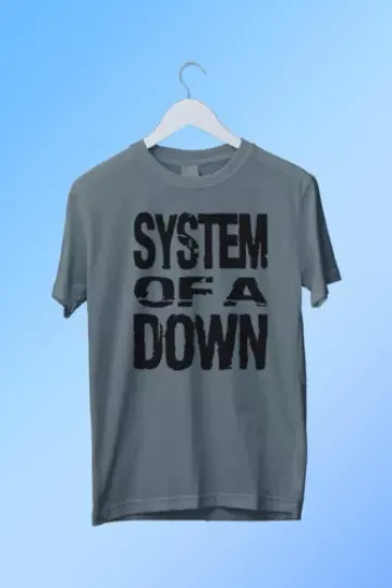 SYSTEM OF DOWN Men's Medium Gray T Shirt Rock Band Vtg Style Print
