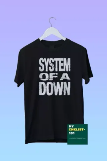 SYSTEM OF DOWN Men's Large Black T Shirt Rock Band Vtg Style Print