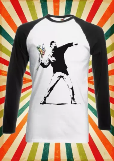 Banksy Flower Thrower Hipster Men Women Long Short Sleeve Baseball Shirt