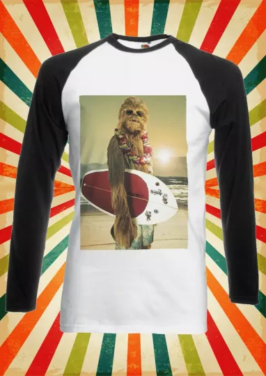 Chewbacca Surf Retro Cool Men Women Long Short Sleeve Baseball Shirt