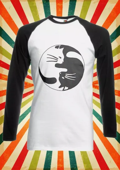Kittens Ying Yang Cat Funny Men Women Long Short Sleeve Baseball Shirt