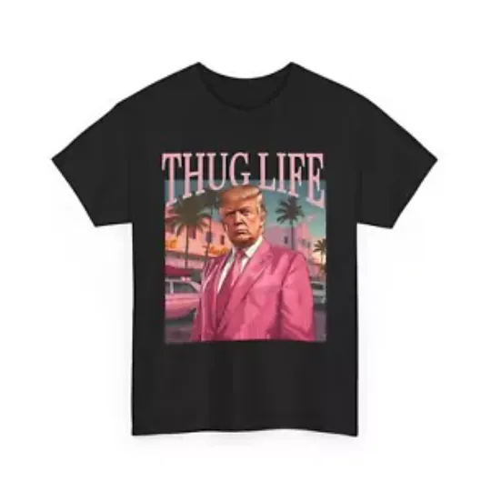 Thug Life Parody Pink Suit - Donald Trump Miami Vice Vibes T-Shirt