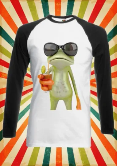 Frog Funny Cocktail Hipster Men Women Long Short Sleeve Baseball Shirt